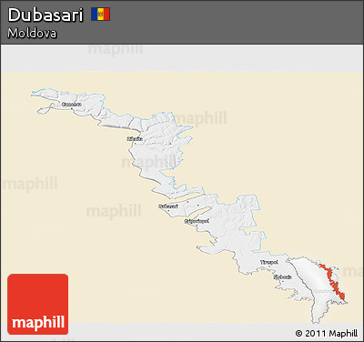 Classic Style Panoramic Map of Dubasari, single color outside