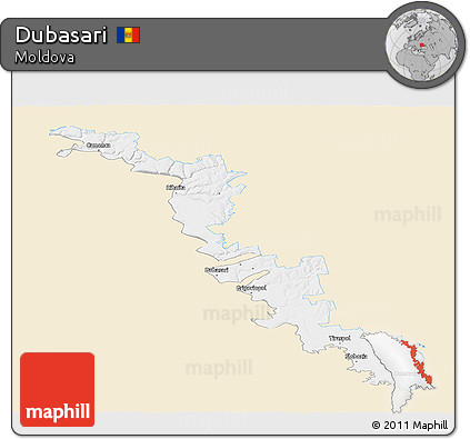 Classic Style Panoramic Map of Dubasari, single color outside