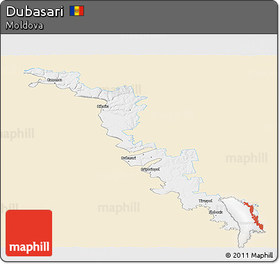 Classic Style Panoramic Map of Dubasari, single color outside