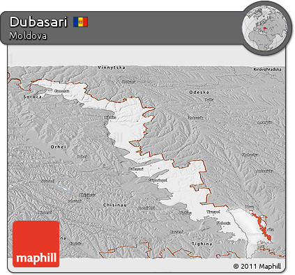 Gray Panoramic Map of Dubasari