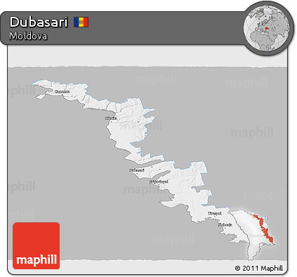 Gray Panoramic Map of Dubasari, single color outside
