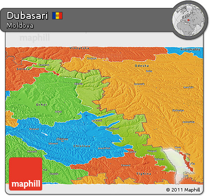 Physical Panoramic Map of Dubasari, political outside