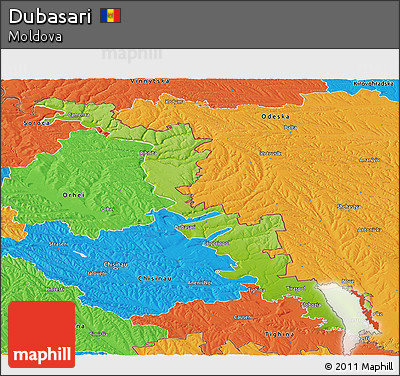 Physical Panoramic Map of Dubasari, political outside