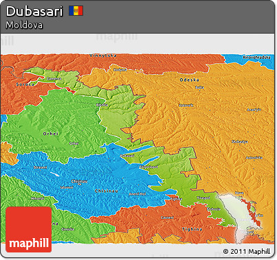 Physical Panoramic Map of Dubasari, political outside