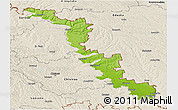 Physical Panoramic Map of Dubasari, shaded relief outside