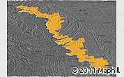Political Panoramic Map of Dubasari, darken, desaturated
