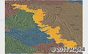 Political Panoramic Map of Dubasari, darken, semi-desaturated