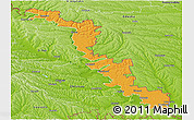 Political Panoramic Map of Dubasari, physical outside