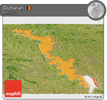 Political Panoramic Map of Dubasari, satellite outside