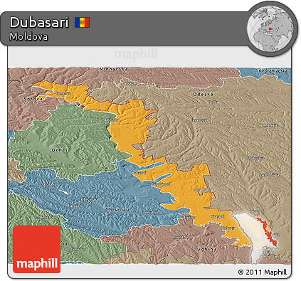 Political Panoramic Map of Dubasari, semi-desaturated