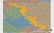 Political Panoramic Map of Dubasari, semi-desaturated