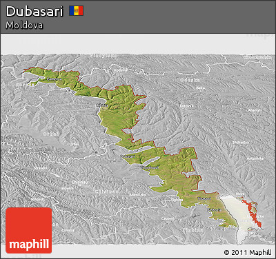 Satellite Panoramic Map of Dubasari, lighten, desaturated