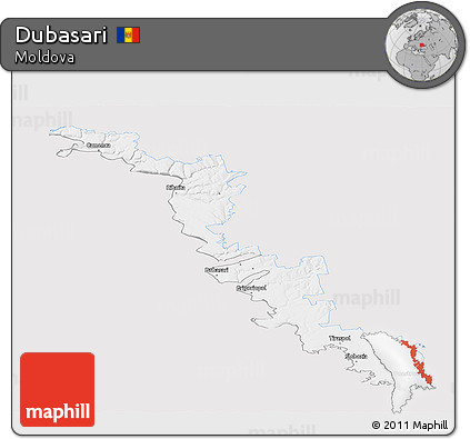 Silver Style Panoramic Map of Dubasari, single color outside