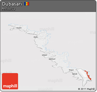 Silver Style Panoramic Map of Dubasari, single color outside