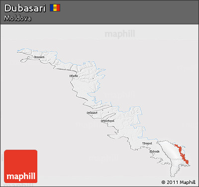 Silver Style Panoramic Map of Dubasari, single color outside