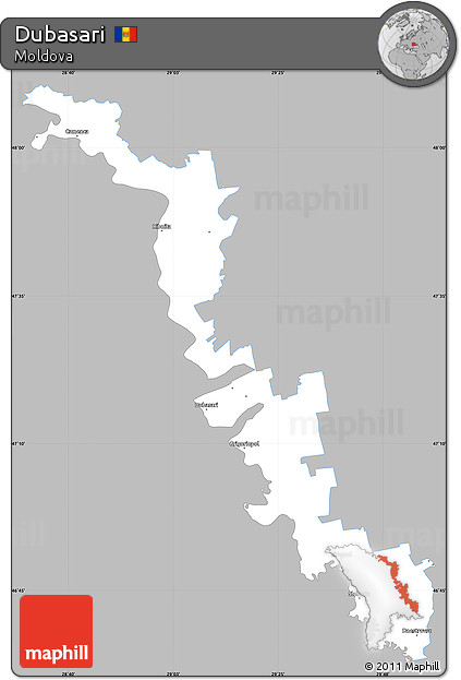 Gray Simple Map of Dubasari, single color outside