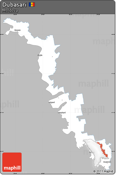Gray Simple Map of Dubasari, single color outside