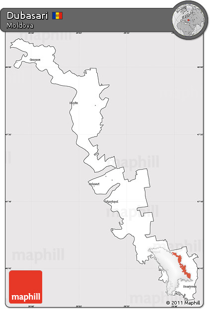 Silver Style Simple Map of Dubasari, cropped outside