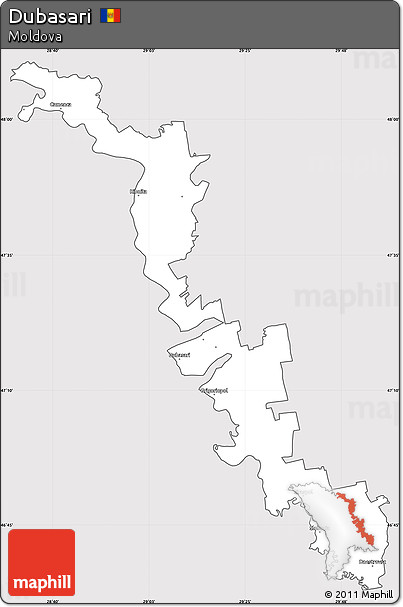 Silver Style Simple Map of Dubasari, cropped outside