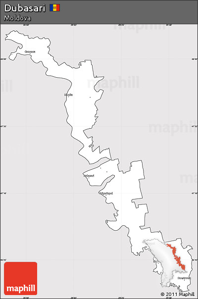 Silver Style Simple Map of Dubasari, cropped outside