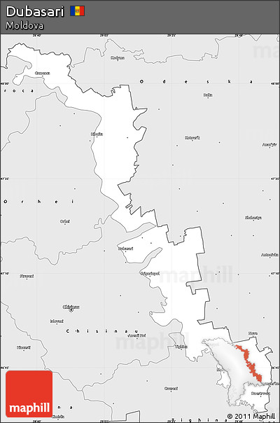 Silver Style Simple Map of Dubasari