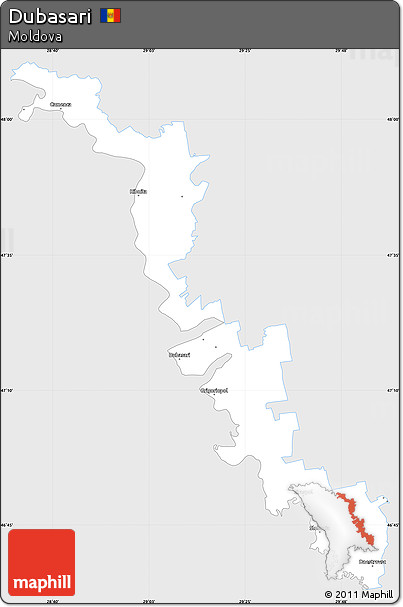 Silver Style Simple Map of Dubasari, single color outside