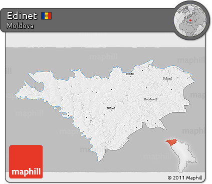 Gray 3D Map of Edinet, single color outside