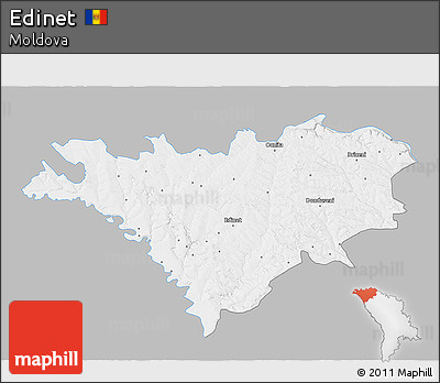 Gray 3D Map of Edinet, single color outside