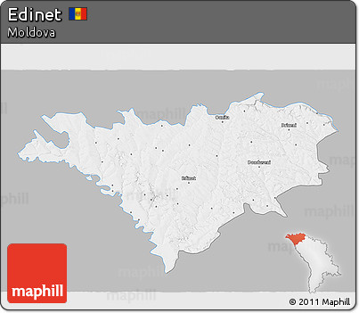 Gray 3D Map of Edinet, single color outside