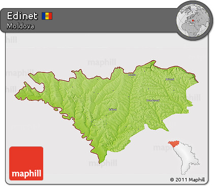Physical 3D Map of Edinet, cropped outside