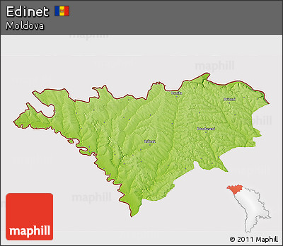 Physical 3D Map of Edinet, cropped outside