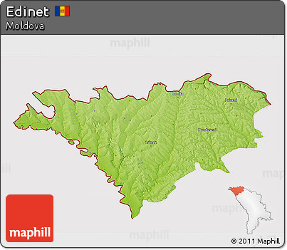Physical 3D Map of Edinet, cropped outside