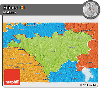 Physical 3D Map of Edinet, political outside
