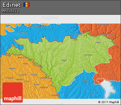 Physical 3D Map of Edinet, political outside
