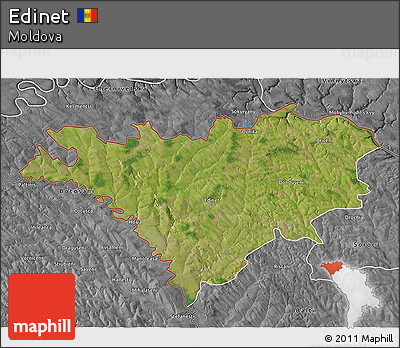 Satellite 3D Map of Edinet, desaturated