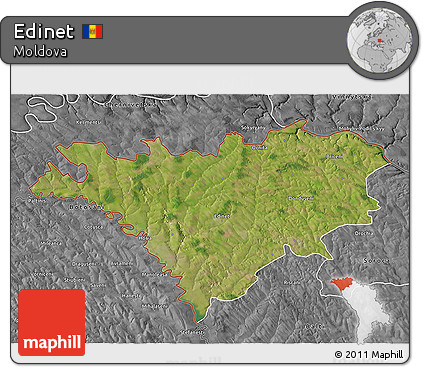 Satellite 3D Map of Edinet, desaturated