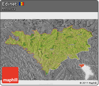 Satellite 3D Map of Edinet, desaturated