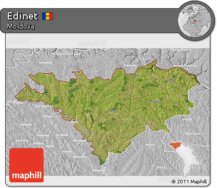 Satellite 3D Map of Edinet, lighten, desaturated