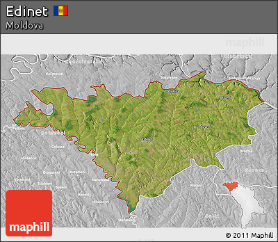Satellite 3D Map of Edinet, lighten, desaturated