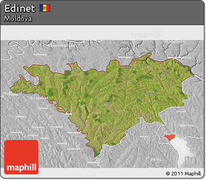 Satellite 3D Map of Edinet, lighten, desaturated