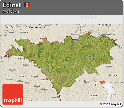 Satellite 3D Map of Edinet, shaded relief outside