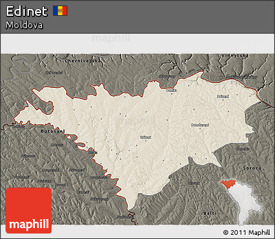 Shaded Relief 3D Map of Edinet, darken