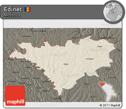 Shaded Relief 3D Map of Edinet, darken