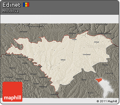 Shaded Relief 3D Map of Edinet, darken