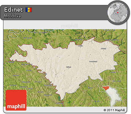 Shaded Relief 3D Map of Edinet, satellite outside