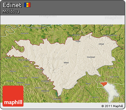 Shaded Relief 3D Map of Edinet, satellite outside