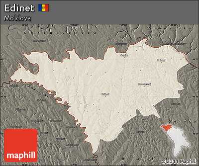 Shaded Relief Map of Edinet, darken