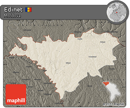 Shaded Relief Map of Edinet, darken