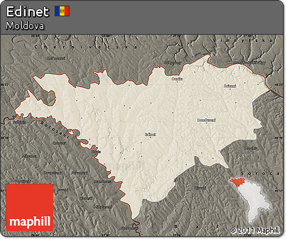 Shaded Relief Map of Edinet, darken