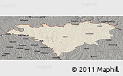 Shaded Relief Panoramic Map of Edinet, darken, semi-desaturated